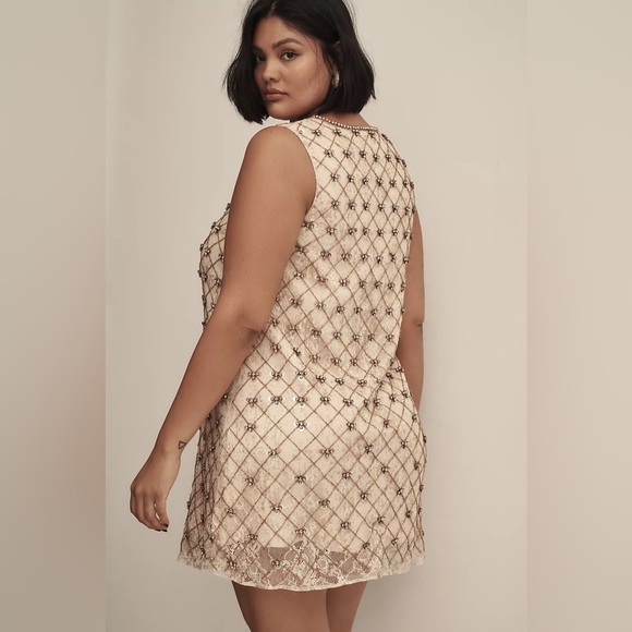 NWT! Anthropologie Let Me Be Crystal-Embellished Mini Shift Dress - Multiple ⚫️🍬 - Picture 3 of 13